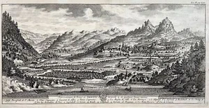 1730 Ruchat A. (d1750) Bourg de Schwyts SCHWYTZ engraved panorama Switzerland - Bild 1 von 4