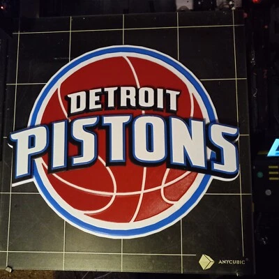 NBA Detroit Pistons 3D Logo 12 Inch 3D PRINTED - Image 1 of 4