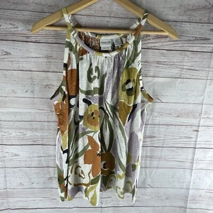 Rachel Zoe Los Angeles Floral Linen Sleeveless Top Women’s Sz XL Boho Artsy - Picture 1 of 5