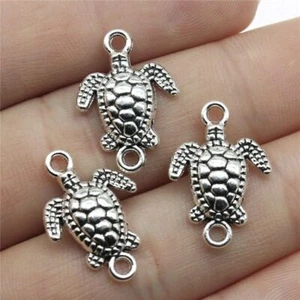 Sea Turtle Connector Charms Animal Charm Pendant Jewelry Making Connectors 10Pcs - Picture 1 of 12