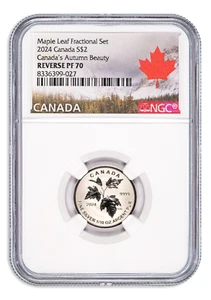 2024 $2 Canada Autumn Beauty Silver 1/10 oz Reverse Proof NGC PF70 - Imagen 1 de 2