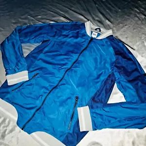 Rare Hugo Boss Nylon Track Jacket Windbreaker Light Blue Medium 16-M Glanz Shiny - Picture 1 of 8