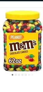 M&M Peanut Chocolate Multi Color Candy Jar 62oz 3.8 LBS New Sealed - Picture 1 of 1