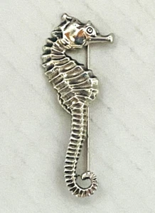 Beautiful Estate Sale 925 Sterling Silver Vintage Seahorse Pin Brooch 3" - Picture 1 of 16
