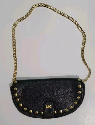 Michael Kors Small Black Leather Clutch Bag With Gold Hardware  - Image 1 of 4
