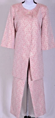 全新带标签 ST.John 女式 3 件粉色银色珠光印花长夹克上衣,裤子尺寸 14-16 — 第 1/4 张图片