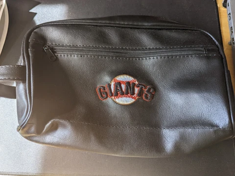 San Francisco Giants Feux Leather Toiletry Bag Travel Luggage Embroidered RARE Cover
