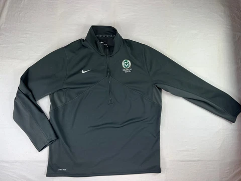 Nike Dri Fit Colorado Mens XXL Gray Long Sleeved Shirt 1/4 Zip Swoosh Logo Cover