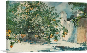 ARTCANVAS Orange Trees and Gate 1885 Canvas Art Print by Winslow Homer - Picture 1 of 11