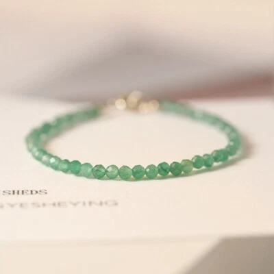 Natural Green Aventurine Stone Dainty Bracelet Green Crystal Bracelet Minimalist - Image 1 of 2