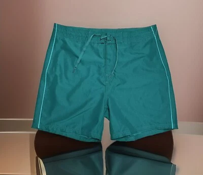 Pantalones cortos de natación lisos para hombre 6” entrepierna 36 verde UPF incorporado azul marino antiguo Foto 1 de 4