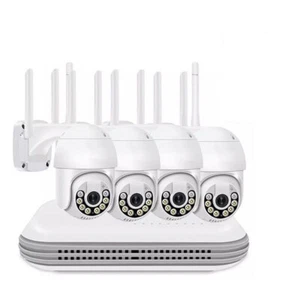KIT VIDEOSORVEGLIANZA WIRELESS PTZ IP 4 TELECAMERE 5 MPX WIFI DA REMOTO WIFI - Foto 1 di 5