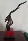 Vtg 10.5” MCM Bronze Cast Antelope/Game ART-DECO Style Sculpture SF Bay Trading