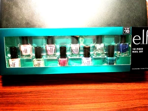 NIB ~ e.l.f ~ 10 Piece Nail Polish Set ~ Cool Color Tones ~ .17 Fl. Oz. Each - Picture 1 of 8