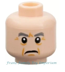 LEGO New Light Nougat Head Minifigure Gray Eyebrows Crows Feet Frown Lines D181 - Picture 1 of 2