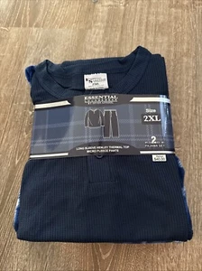 MEN'S ESSENTIAL LOUNGE WEAR LONG SLEEVE HENLEY TOP MICRO FLEECE 2PC PANTS SET 2X - Picture 1 of 4
