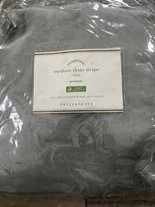 Pottery Barn Outdoor Sheer Drape Grommet Curtain 50”x108” -Gray - Picture 1 of 6
