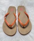 Tory Burch Medallion Flip Flop Sandals Women's Size 6 Orange /Light Brown