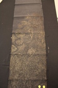 f-410 antique silk brocade kimono fabric - metallic wave- 13" x 48"