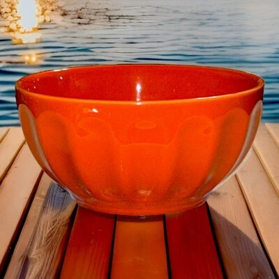 Cuenco de postre de helado de cereal de porcelana acanalada SWEESE NARANJA Foto 1 de 4