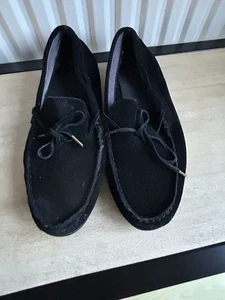 Men’s Black Suede Moccasin Casual Shoes/Slippers. Size 11 - Picture 1 of 7