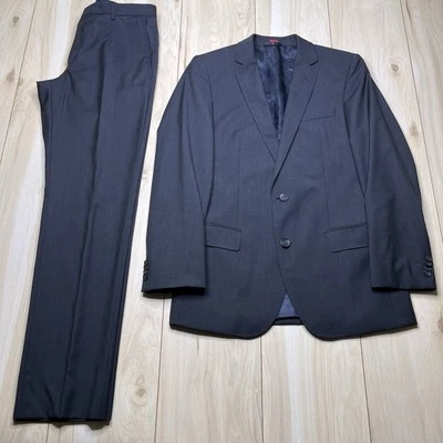 Hugo Boss Red Label Black Virgin Wool Mini-Check 2 Pc Suit Mens Size 36R 31Wx31L - Image 1 of 4