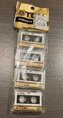 Vintage 1988 TDK MC60 Microcassette Tapes- 4 Pack - New Sealed