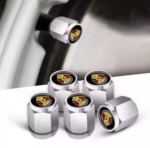 Premium Silver Valve Stem Caps For Porsche 5 Pack FREE USA SHIPPING - Picture 1 of 2
