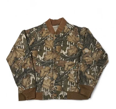 Chaqueta de Caza Mediana Camuflada Marrón Follaje Otoño Roble Mossy De Colección A Presión EE. UU. 1980 Foto 1 de 4