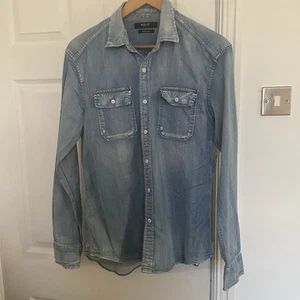 Replay Mens Shirt Size L Blue Denim Button Western Cowboy Utility Rodeo Y2K - Picture 1 of 12