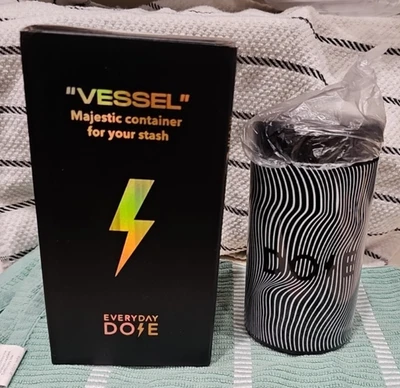 Vaso dose diária recipiente majestoso frasco de vidro tampa de plástico novo na caixa - Imagem 1 de 4