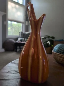 MCM Hull USA Persimmon Orange Continental Pitcher/Vase 54 MINT 12.5" - Picture 1 of 10