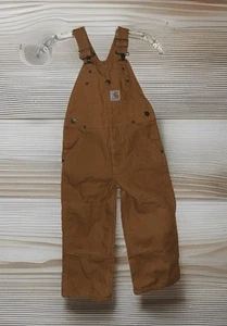 Carhartt Toddler Size 4 Canvas Double Knee Bib Overalls Tan/Hold NWOT - Picture 1 of 10