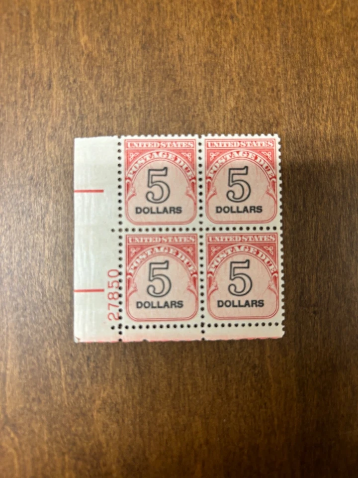 Plate Block of 4 stamps - Scott J101 - $5.00 - Postage Due - 1959 - MNH - Image 1 of 1