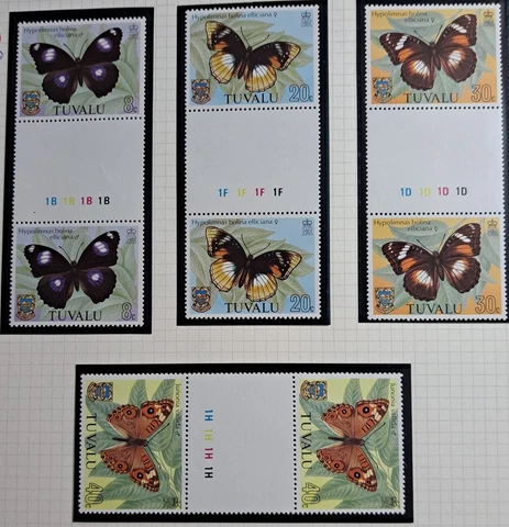 Tuvalu Stamp Sc 146-9, 1981 Buttlerfies Set, Gutter, MNH VF (GT) Cover