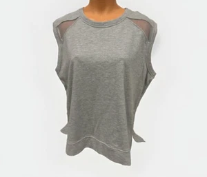 BCBGMaxazria Gray Ponte Knit Top Size XL Sleeveless NWT Mesh - Picture 1 of 6