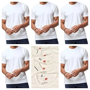 VTG 2003 NOS 5 Hanes Crew Neck T-shirts SZ M IRREGULAR White Weighs 5.5 To 5.8Oz - Picture 1 of 8