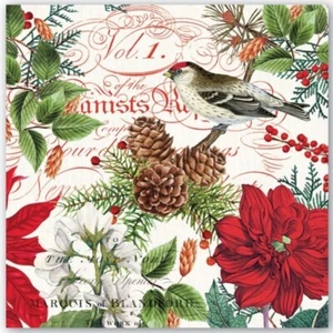 ✿ New MICHEL DESIGN WORKS Luncheon Napkins WINTER WOODLAND Christmas Poinsettia - Picture 1 of 2