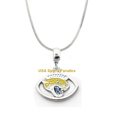 NFL Jacksonville Jaguars Football Logo Pendant Necklace On A 925 Snake Chain Cover