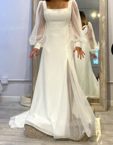 Wedding Dress Gown Ivory sz 8 Sheer Long Sleeve NWT New Libelle Harley - Picture 1 of 11