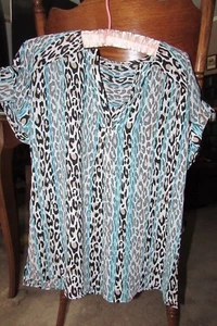 Dana Buchman Top Small schwarz beige Print ärmellos Plissee V-Ausschnitt Shell Bluse - Bild 1 von 11