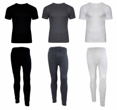 KIDS THERMAL UNDERWEAR HEAT PRESERVE LONG JOHNS SHORT SLEEVE TOP SET WARM WINTER - Image 1 of 4