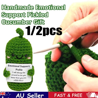 Handmade Emotional Support Pickle CUCUMBER Knitting Doll - Inspiring GIFT XMAS - image 1 of 4
