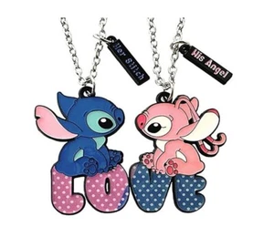 Stitch And Angel Characters Her Stitch His Angel 2 Piece Necklace Set - Picture 1 of 1