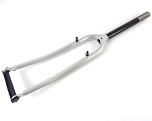 Silver 700C Steel Hybrid Bike Forks 250mm 1 1/8" Threaded V-Brake New FO-59-G9 - Picture 1 of 6