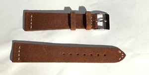 Cinturino Orologio Vera Pelle 20mm Pelle Marrone Fibbia Acciaio Inox - Foto 1 di 4