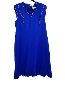 Shelby & Palmer Vibrant Blue Sleeveless Midi A-line Dress Size 16 - Picture 1 of 11
