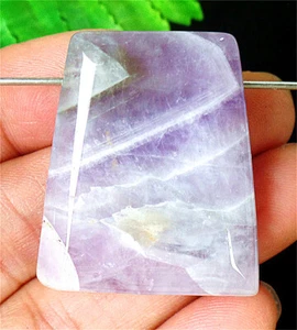 32x27x8mm Natural Amethyst Faceted Trapezoid Heigth Holes Pendant Bead AD62889 - Picture 1 of 3