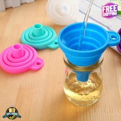 3pcs Collapsible Silicone Funnels for Kitchen Wide Mouth Bottles - Image 1 of 4