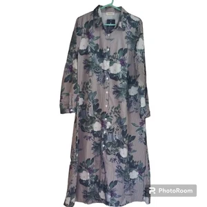 Anna Kaci California Strioed Floral Button Up Collared Long Sleeve Maxi Dress - Picture 1 of 10
